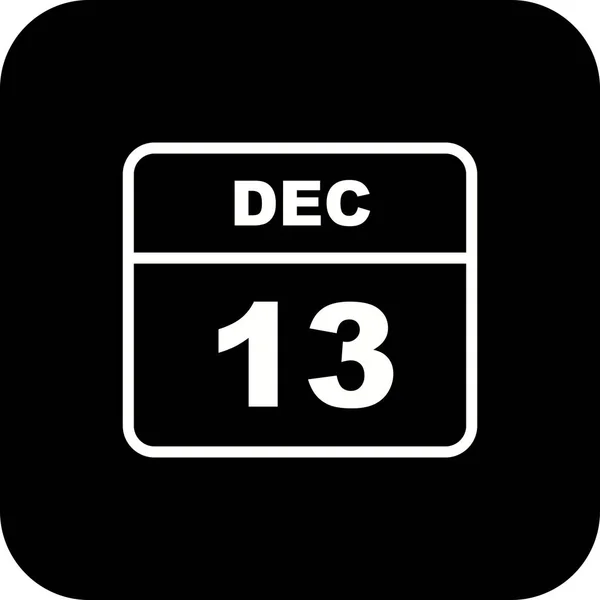 13 de dezembro Data em um único dia Calendário — Fotografia de Stock