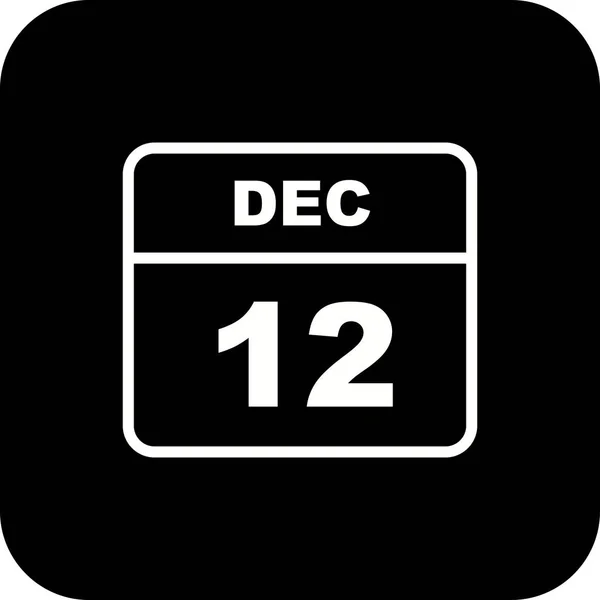 12 Dicembre Data su un Calendario Unico — Foto Stock
