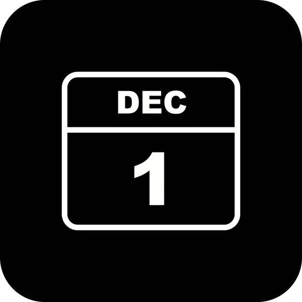 1 грудня дата на один день календар — стокове фото