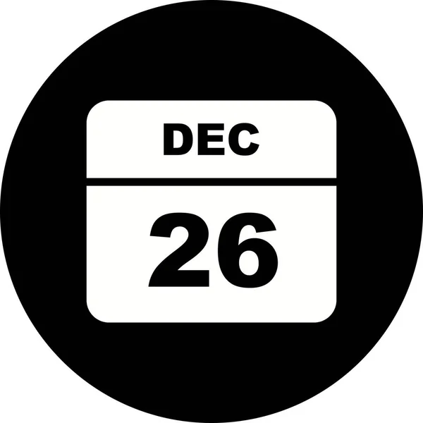 26 december datum op een enkele dag kalender — Stockfoto