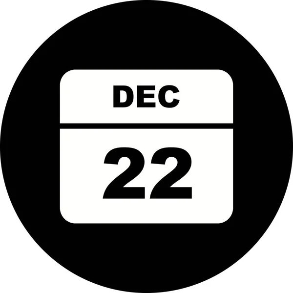 22 december datum på en enda dag kalender — Stockfoto