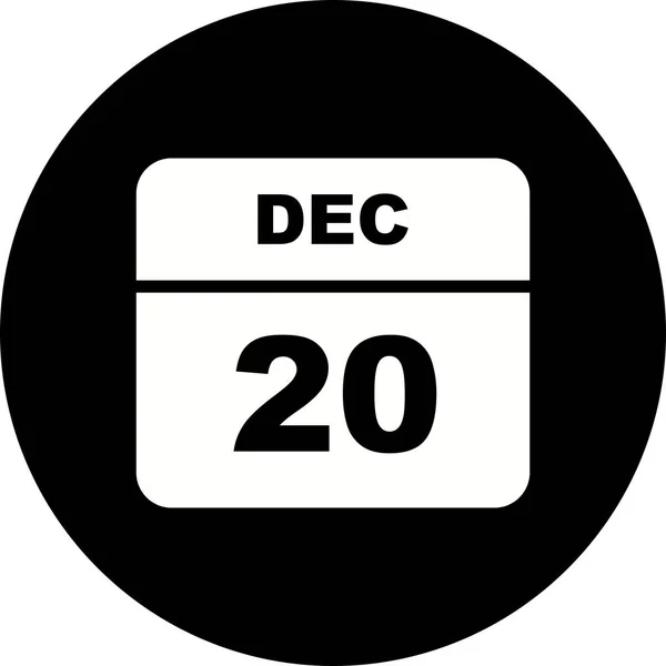12月20日单日日历上的日期 — 图库照片