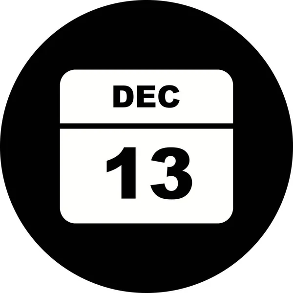 13th Δεκεμβρίου ημερομηνία σε ημερολόγιο μίας ημέρας — Φωτογραφία Αρχείου