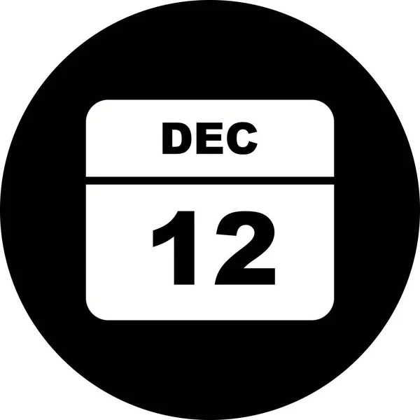 12 de diciembre Fecha en un calendario de un solo día — Foto de Stock