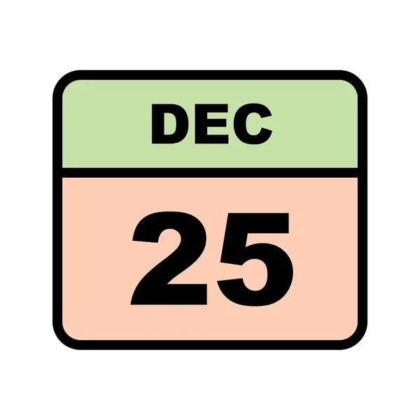 25 de dezembro Data em um calendário único dia — Fotografia de Stock
