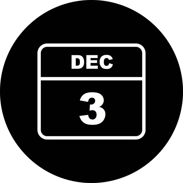 3 grudnia Data w kalendarzu jednodniowe — Zdjęcie stockowe