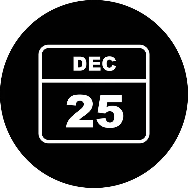 25 dicembre Data in un Calendario Unico Giorno — Foto Stock