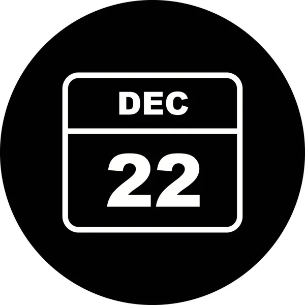 22 december datum op een enkele dag kalender — Stockfoto