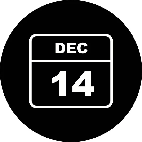 14 de diciembre Fecha en un calendario de un solo día — Foto de Stock