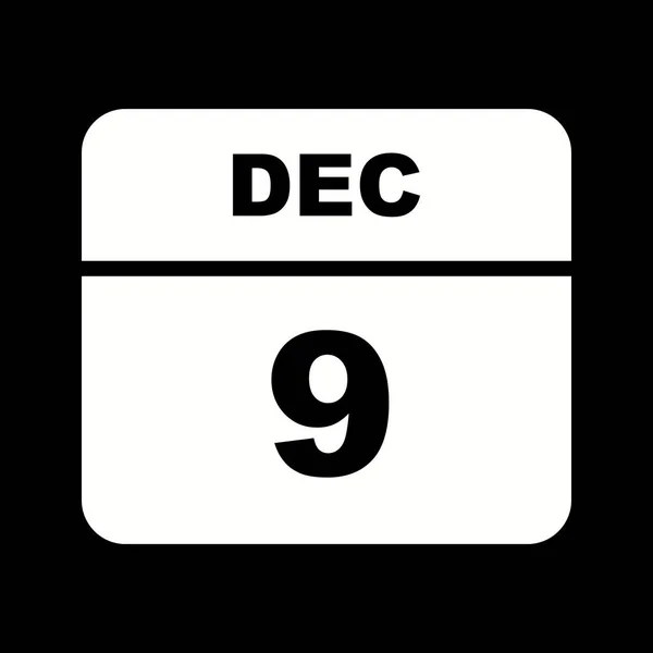 9 december datum på en enda dag kalender — Stockfoto