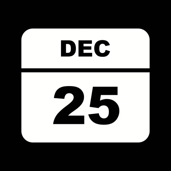 25 de diciembre Fecha en un calendario de un solo día — Foto de Stock