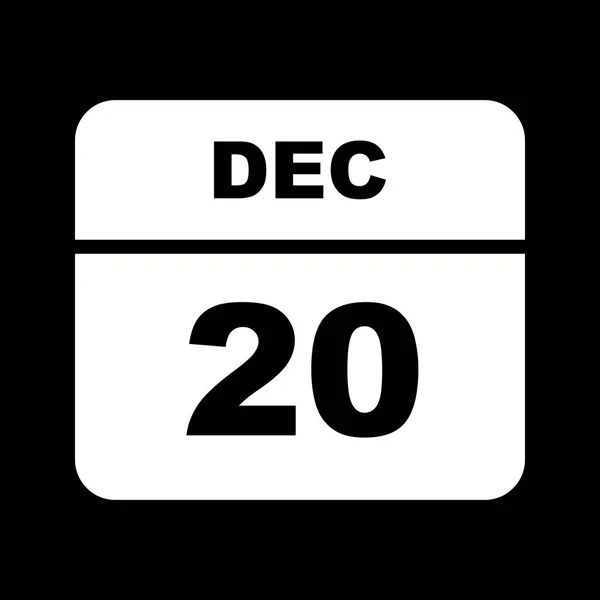 December 20th Date on a Single Day Calendar — Stock Photo, Image
