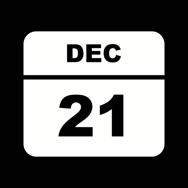 21 de diciembre Fecha en un calendario de un solo día — Foto de Stock