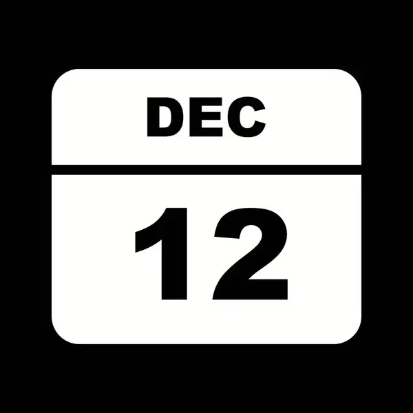 12 de diciembre Fecha en un calendario de un solo día — Foto de Stock