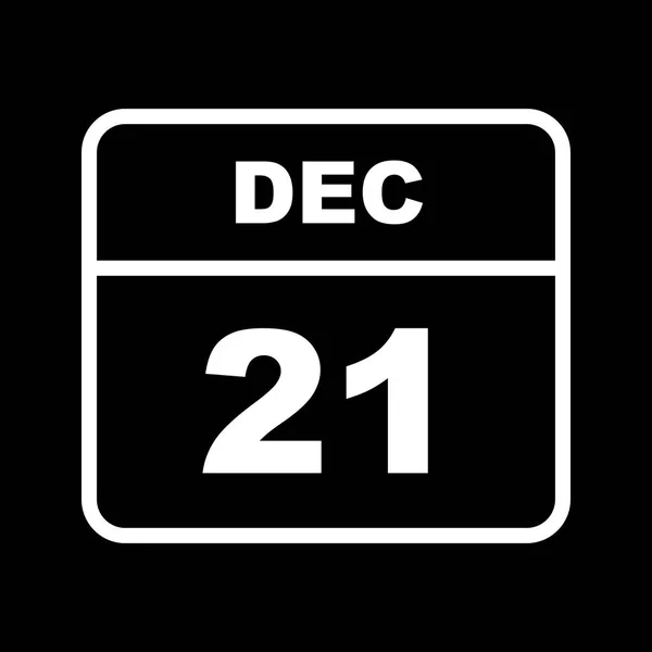 21 de diciembre Fecha en un calendario de un solo día — Foto de Stock