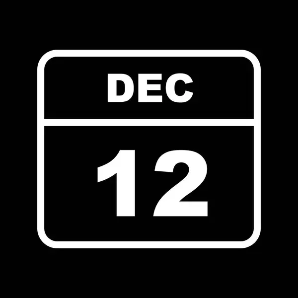 12 de diciembre Fecha en un calendario de un solo día — Foto de Stock