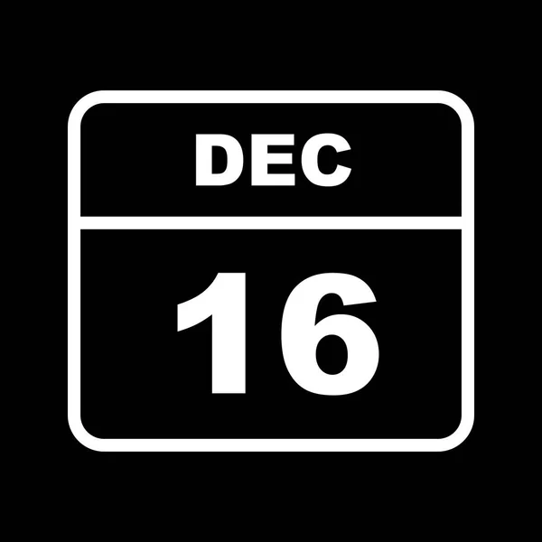 16 grudnia Data w kalendarzu jednodniowe — Zdjęcie stockowe