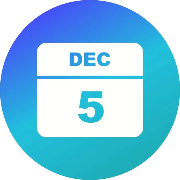 5. Dezember Datum an einem einzigen Tag Kalender — Stockfoto