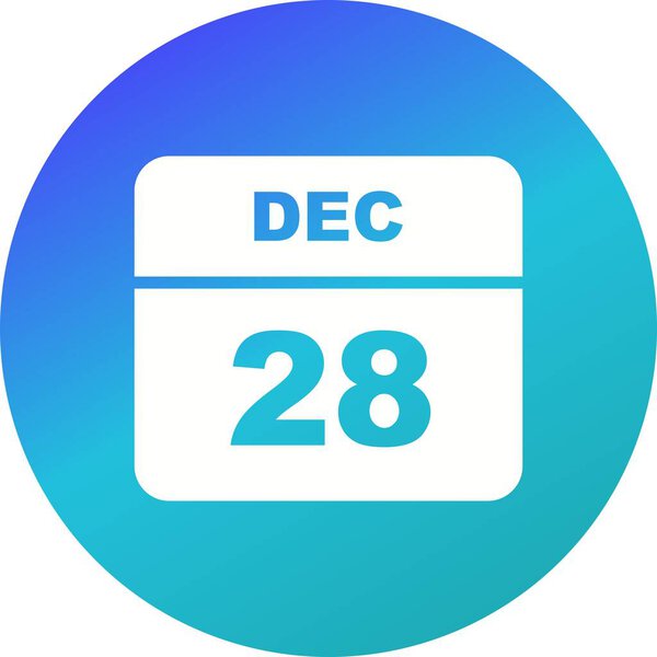 December 28th Date on a Single Day Calendar