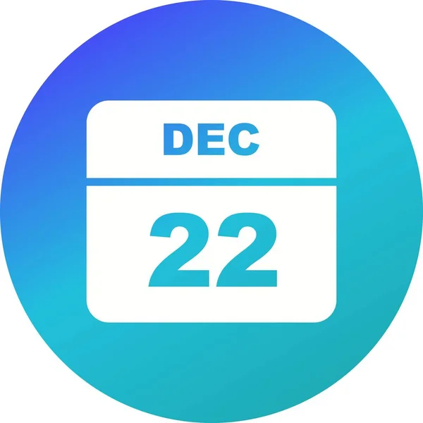 22 décembre Date sur un calendrier d'un seul jour — Photo