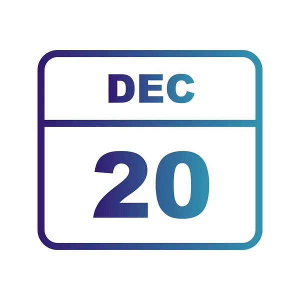 20 de dezembro Data em um calendário único dia — Fotografia de Stock