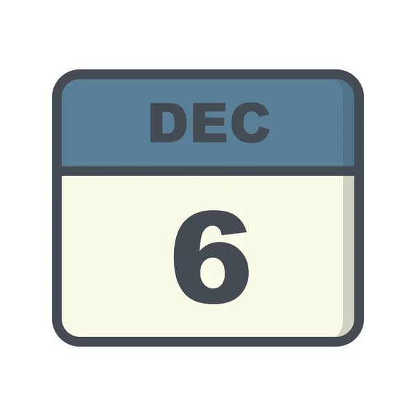 6ο Δεκεμβρίου ημερομηνία σε ημερολόγιο μίας ημέρας — Φωτογραφία Αρχείου