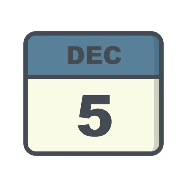 5 grudnia Date w kalendarzu jednodniowe — Zdjęcie stockowe