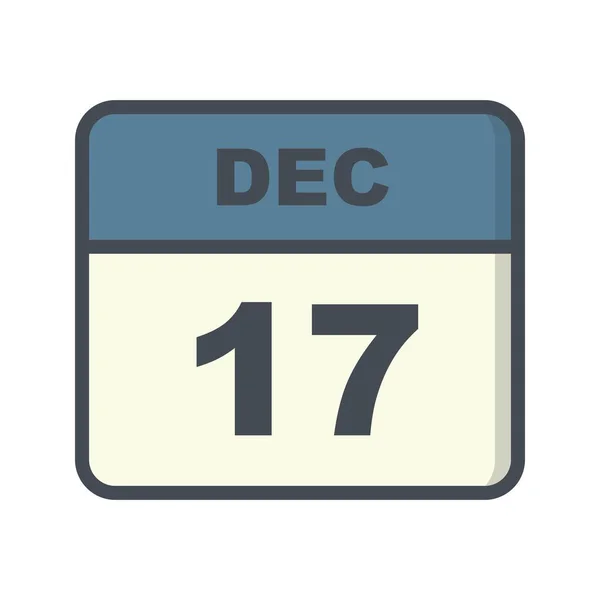 17th Δεκεμβρίου ημερομηνία σε ημερολόγιο μίας ημέρας — Φωτογραφία Αρχείου