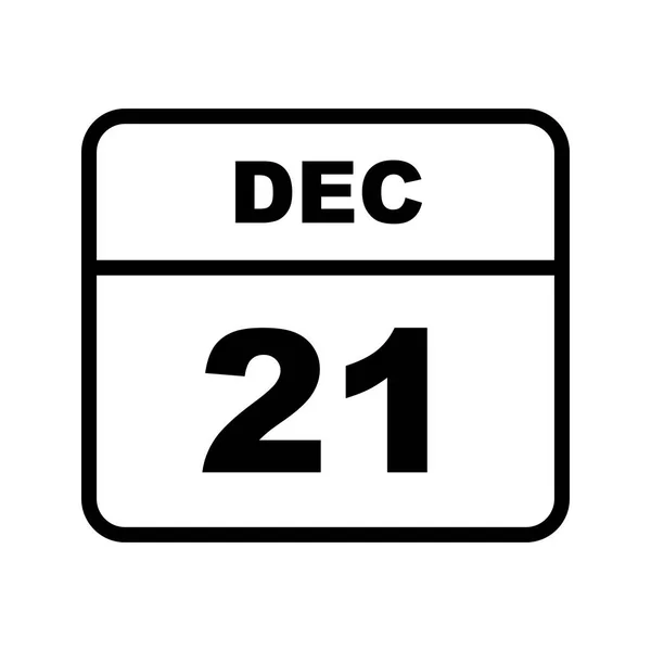 21 december datum op een enkele dag kalender — Stockfoto