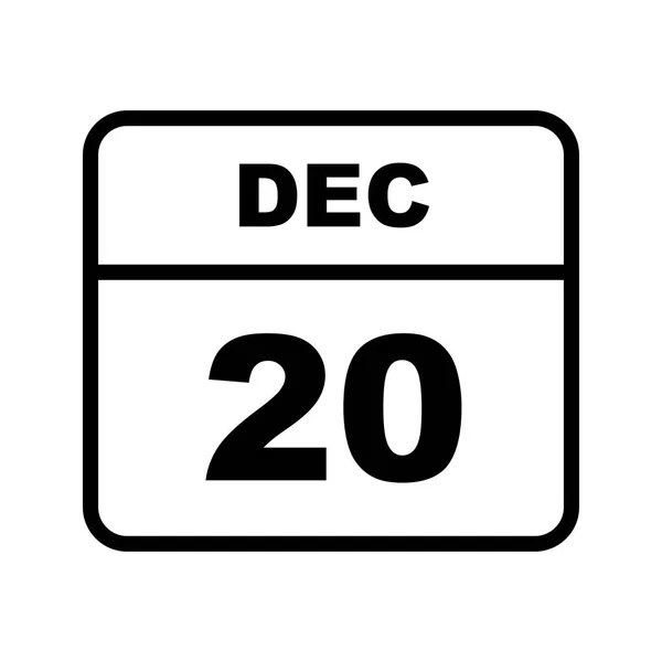 20 de diciembre Fecha en un calendario de un solo día — Foto de Stock