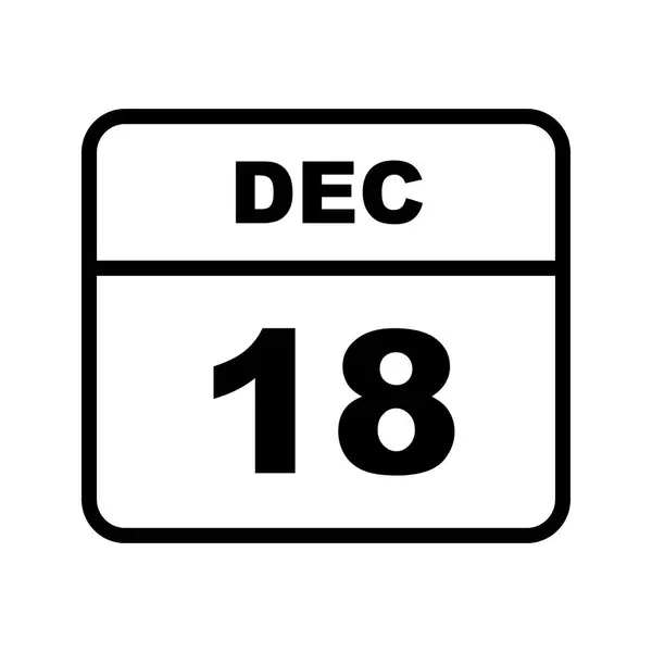 18 december datum på en enda dag kalender — Stockfoto