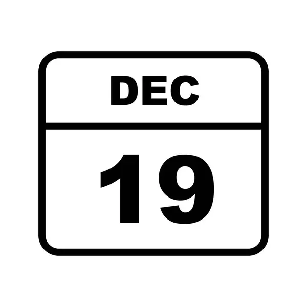 19 de diciembre Fecha en un calendario de un solo día — Foto de Stock