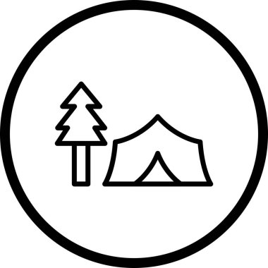 İllüstrasyon ağaçları ile çadır simgesi