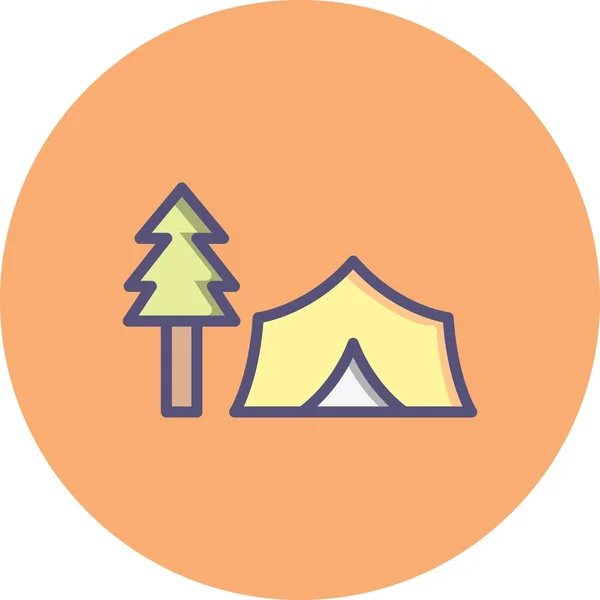 Illustration Tent with Trees Icon — Stock Photo, Image