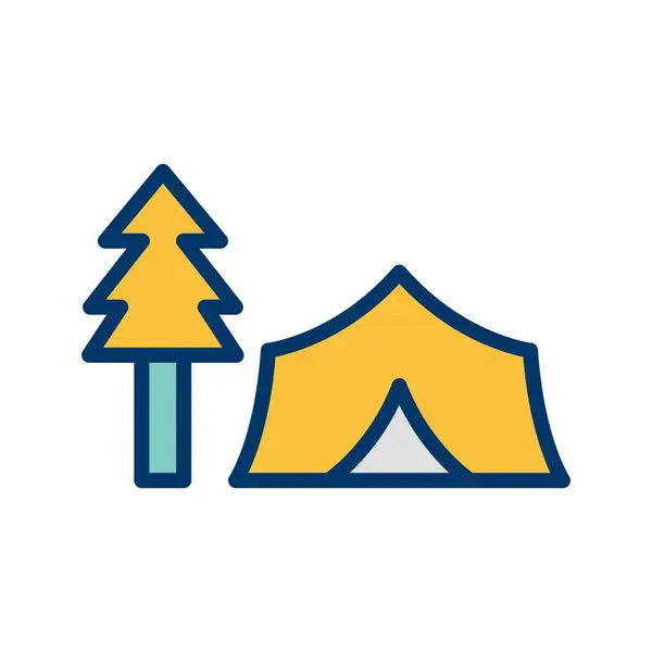 Illustration Zelt mit Bäumen Symbol — Stockfoto