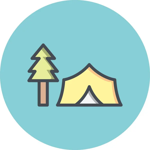 Illustration tält med träd ikon — Stockfoto