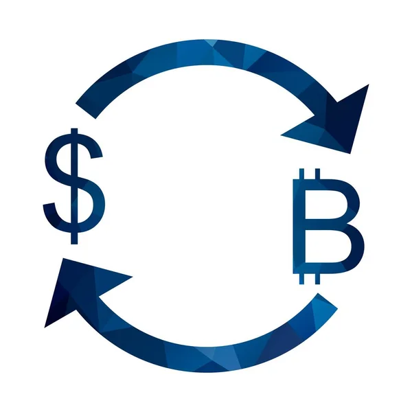 Ilustração de câmbio Bitcoin com ícone de dólar — Fotografia de Stock