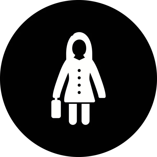 插图妇女与公文包图标 — 图库照片