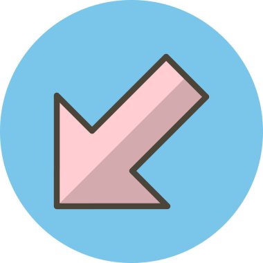 Sol Aşağı Vektör Simgesi