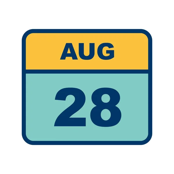 28 sierpnia Data w kalendarzu jednodniowe — Zdjęcie stockowe