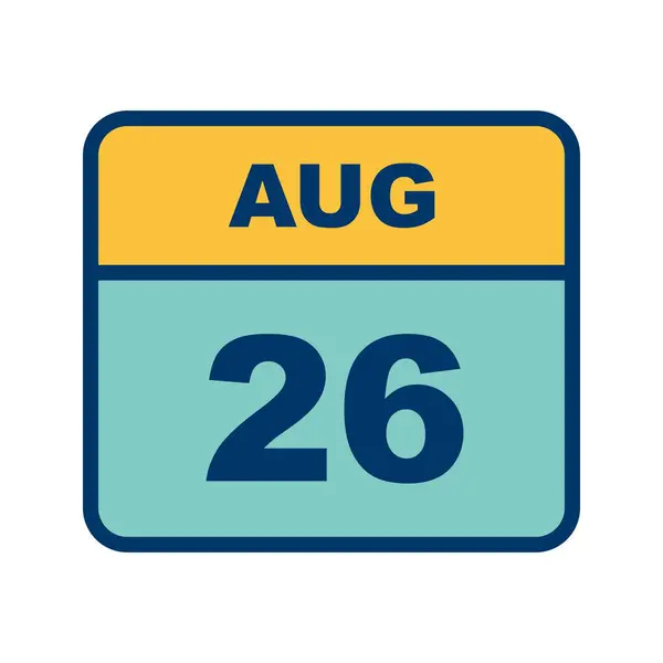 26 Agosto Data in un Calendario Unico Giorno — Foto Stock