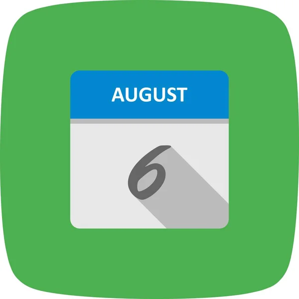 6 augusti datum på en enda dag kalender — Stockfoto