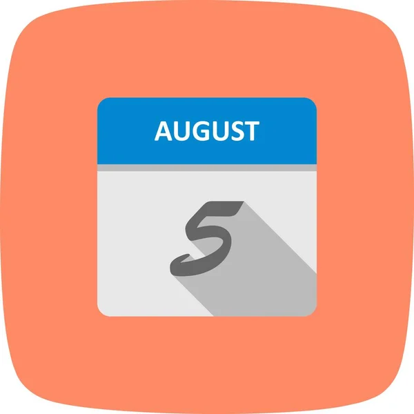 stock image August 5th Date on a Single Day Calendar