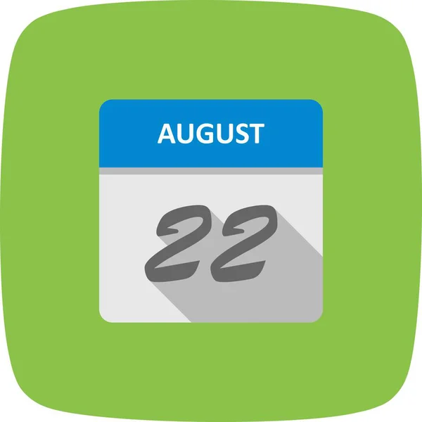 Дата 22 августа в календаре одного дня — стоковое фото