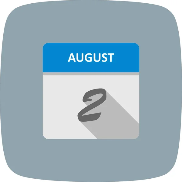 Data de 2 august într-un singur calendar de zi — Fotografie, imagine de stoc