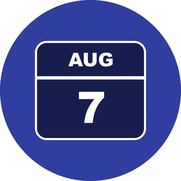 7 sierpnia Data w kalendarzu jednodniowe — Zdjęcie stockowe