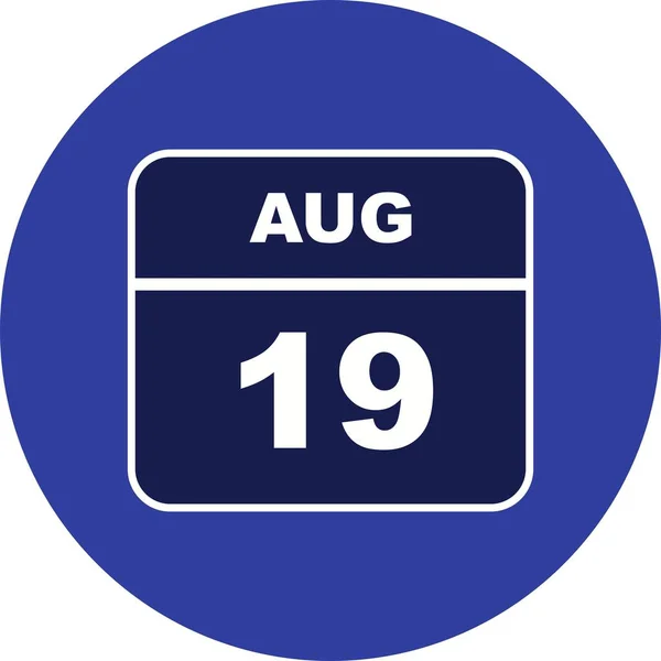 August 19th Date on a Single Day Calendar — Stock Photo, Image