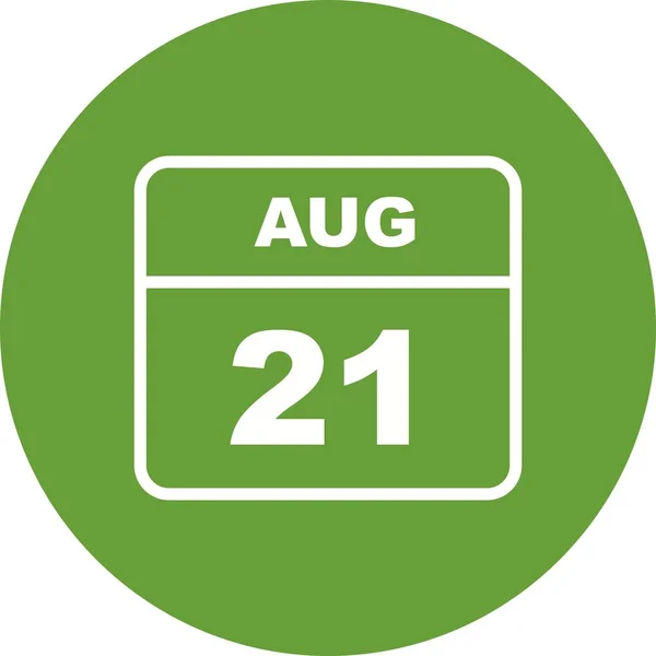 August 21st Date on a Single Day Calendar — Stock Photo, Image