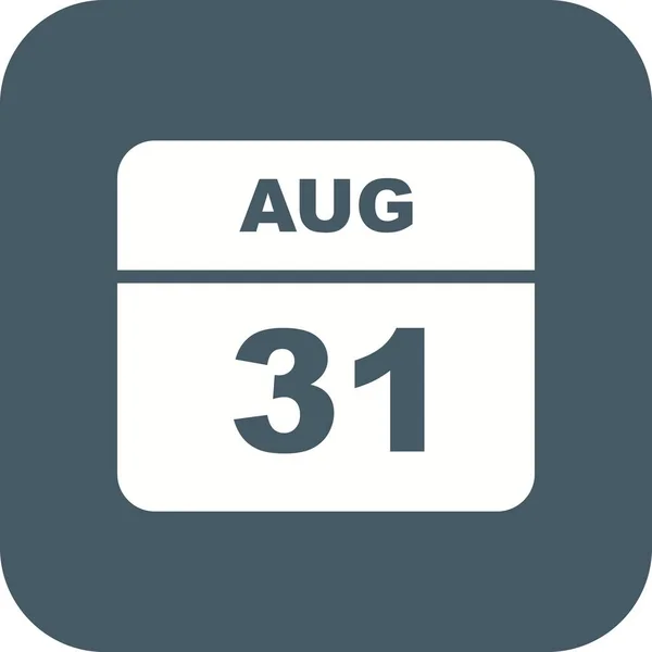 31 Agosto Data in un Calendario Unico Giorno — Foto Stock