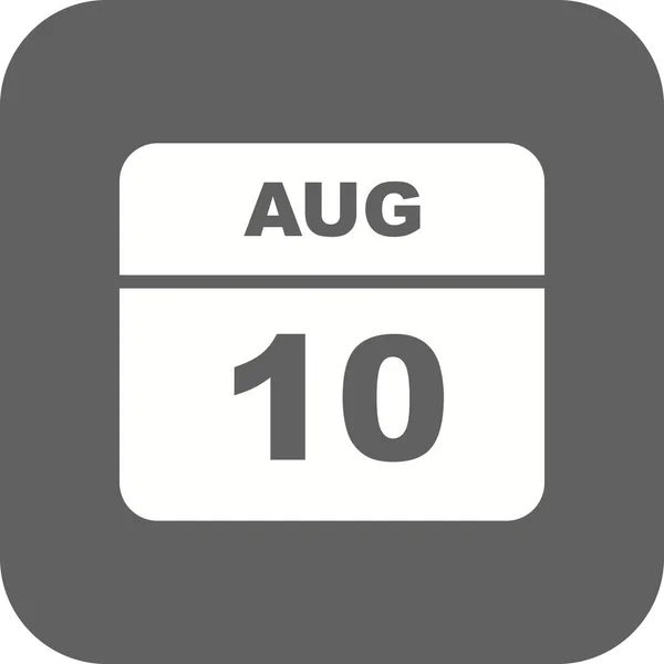 10. August Datum an einem einzigen Tag Kalender — Stockfoto